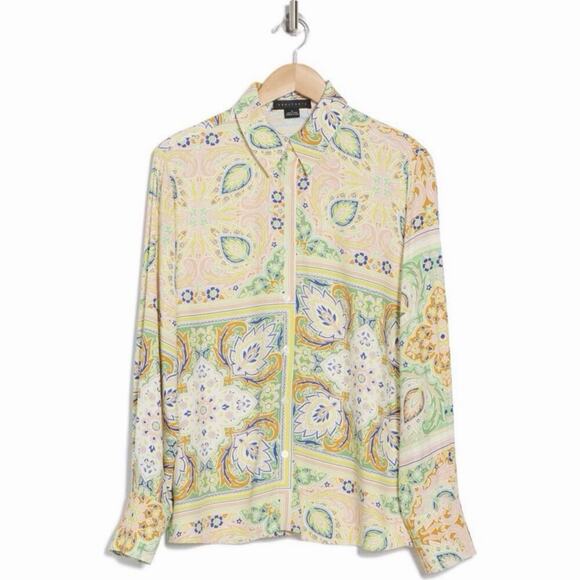 NWT Sanctuary The Vintage Scarf Paisley Long Sleeve Button-Up Shirt - Picture 3 of 8
